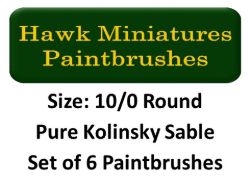 Kolinsky Sable Paintbrush Set Size 10/0 (Set of 6 Rounds)