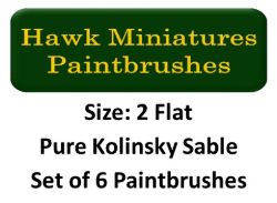 Kolinsky Sable Paintbrush Set Size 2 (Set of 6 Flat)