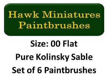 Kolinsky Sable Paintbrush Set Size 00 (Set of 6 Flat)