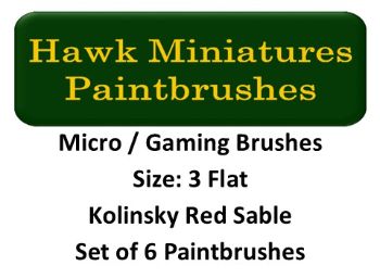 Micro/Gaming Paintbrushes Flat Size 3 (Set of 6)
