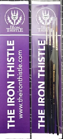 Thistle Set Deluxe — 3 Sable Rounds & Dry Brush, Walnut